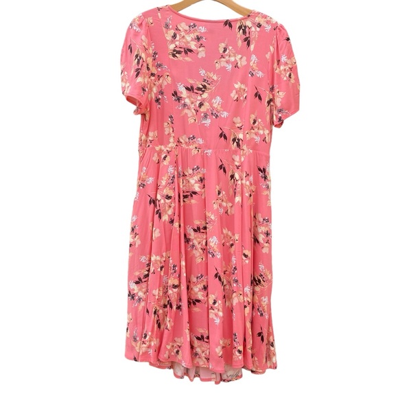 TORRID Pink Floral Fit & Flare Challis Dress Size 14 New With Tags - Picture 2 of 6